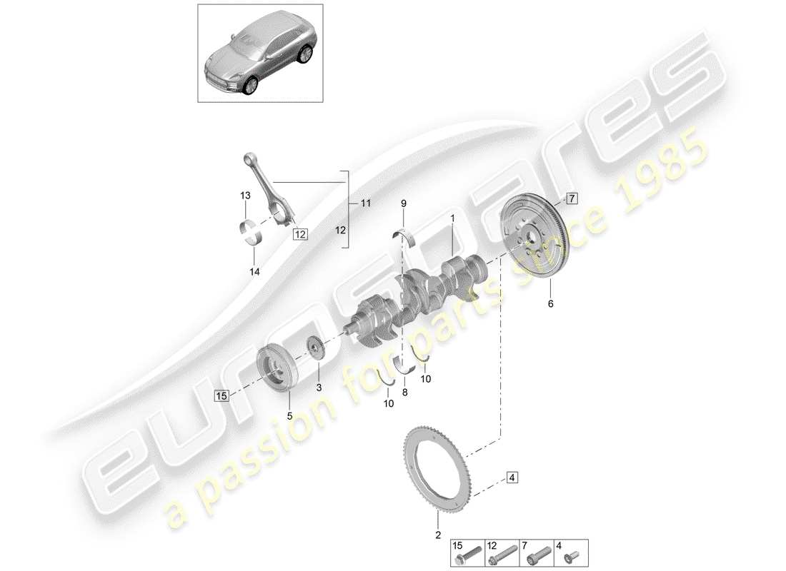 porsche 2020 (macan) schema delle parti dell'albero motore