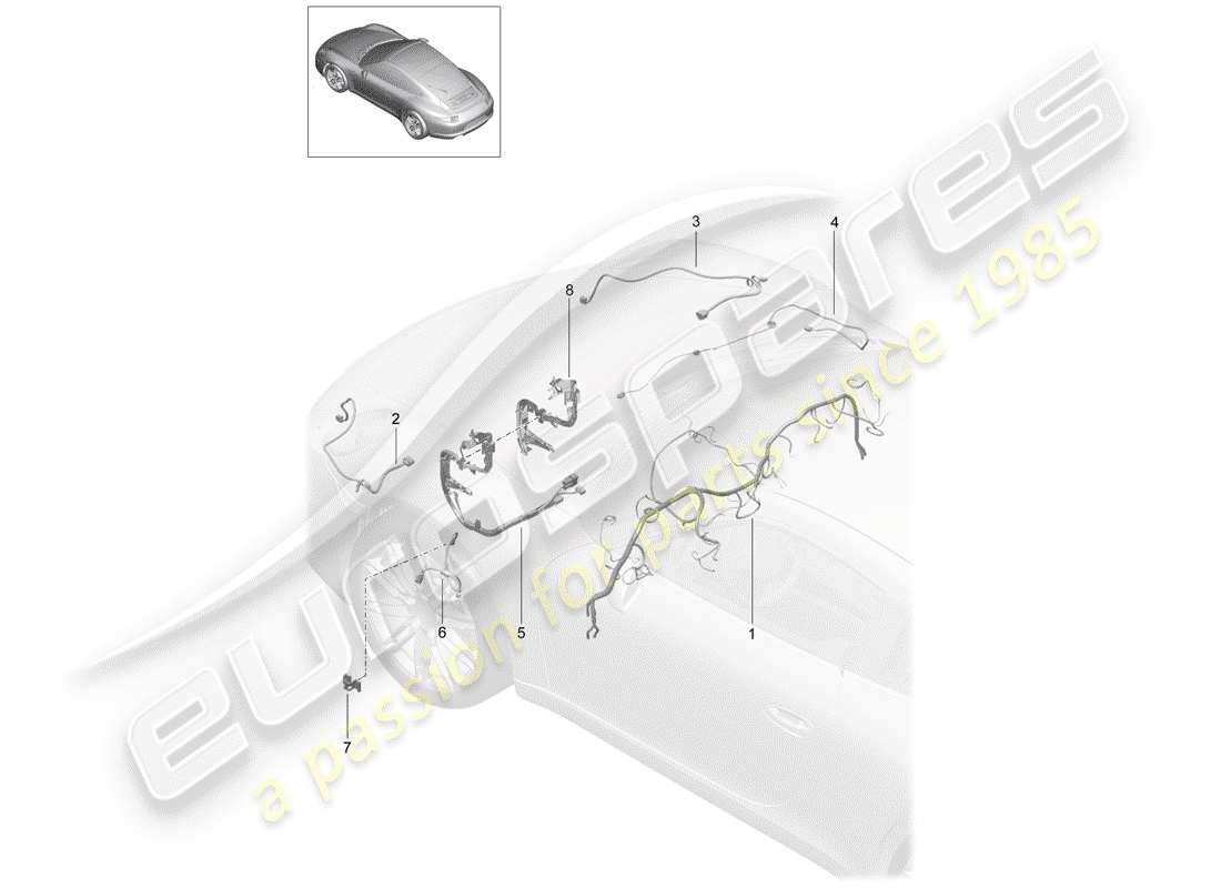 porsche 2014 (991-1) cablaggi diagramma delle parti