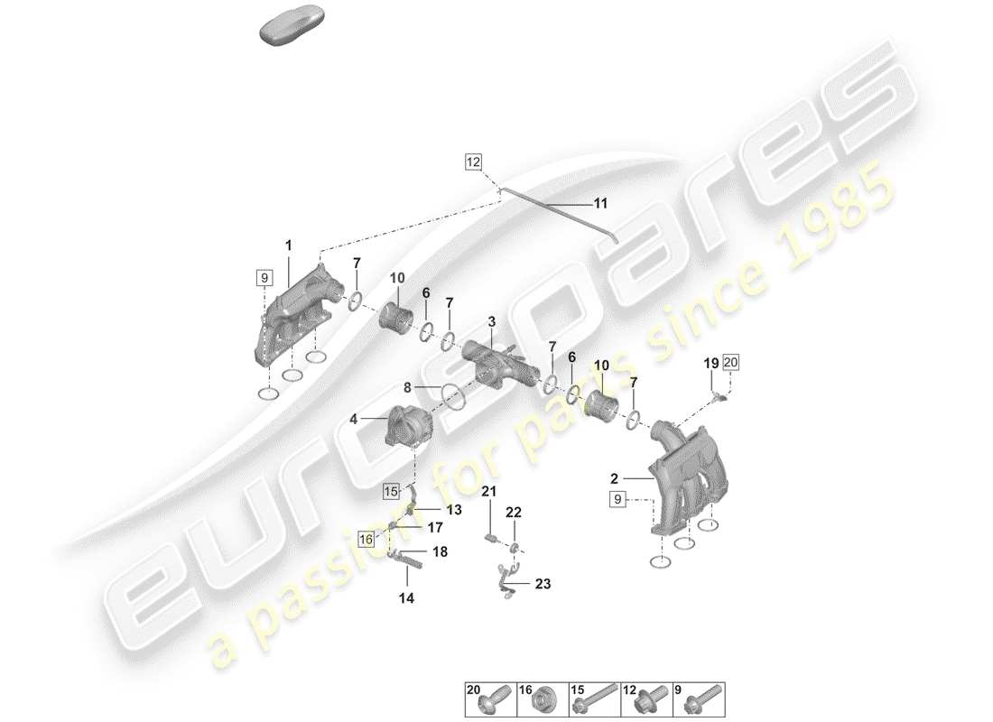 porsche 2020 (992-1) distributore dell'aria aspirata diagramma delle parti