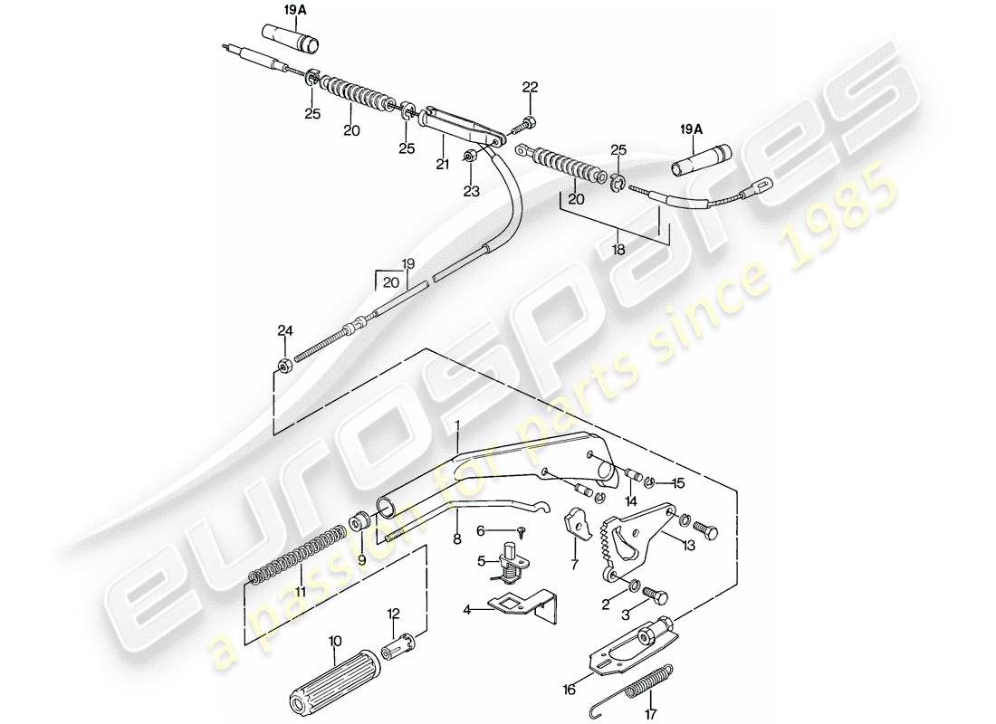 porsche 1978 (924) leva freno a mano diagramma delle parti