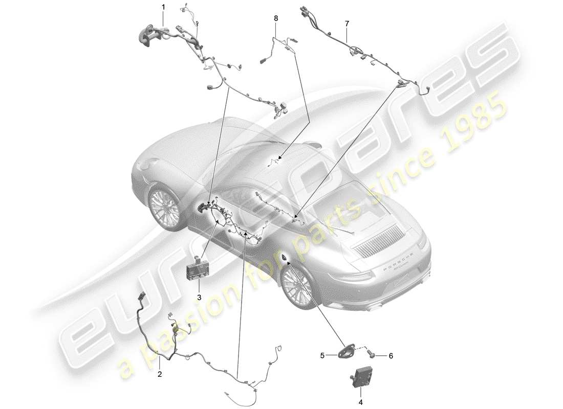porsche 2017 (991-2) cablaggi diagramma delle parti