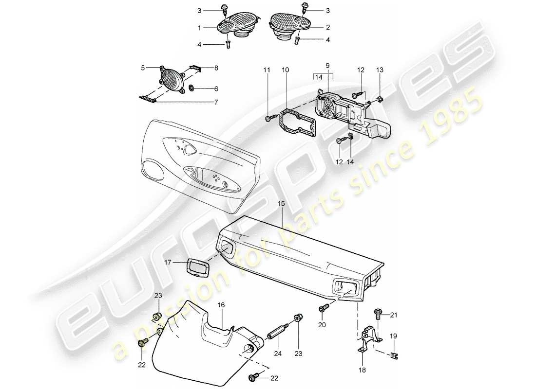 porsche 2003 (996 turbo / gt2) altoparlante - d - mj 2002>> diagramma delle parti