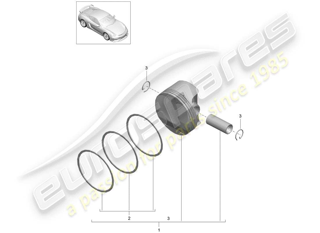 porsche 2016 (981 cayman gt4) diagramma delle parti del pistone
