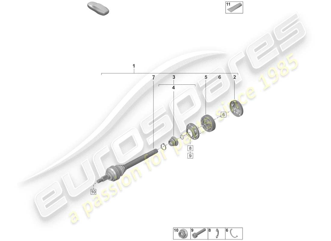 porsche 2020 (992-1) albero di trasmissione diagramma delle parti