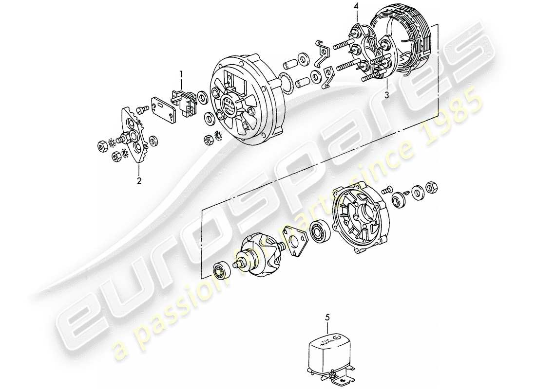 porsche 1966 (911/912) alternatore - 490/900 w - d >> - mj 1968 diagramma delle parti