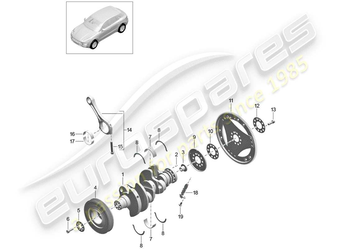 porsche 2016 (macan) schema delle parti dell'albero motore
