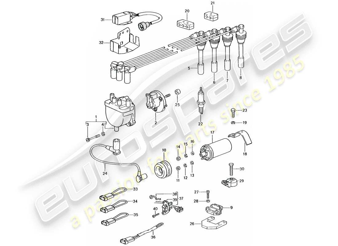 porsche 1986 (944) impianto elettrico del motore 1 diagramma delle parti