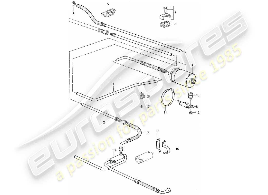 porsche 1988 (959) sistema di alimentazione carburante diagramma delle parti