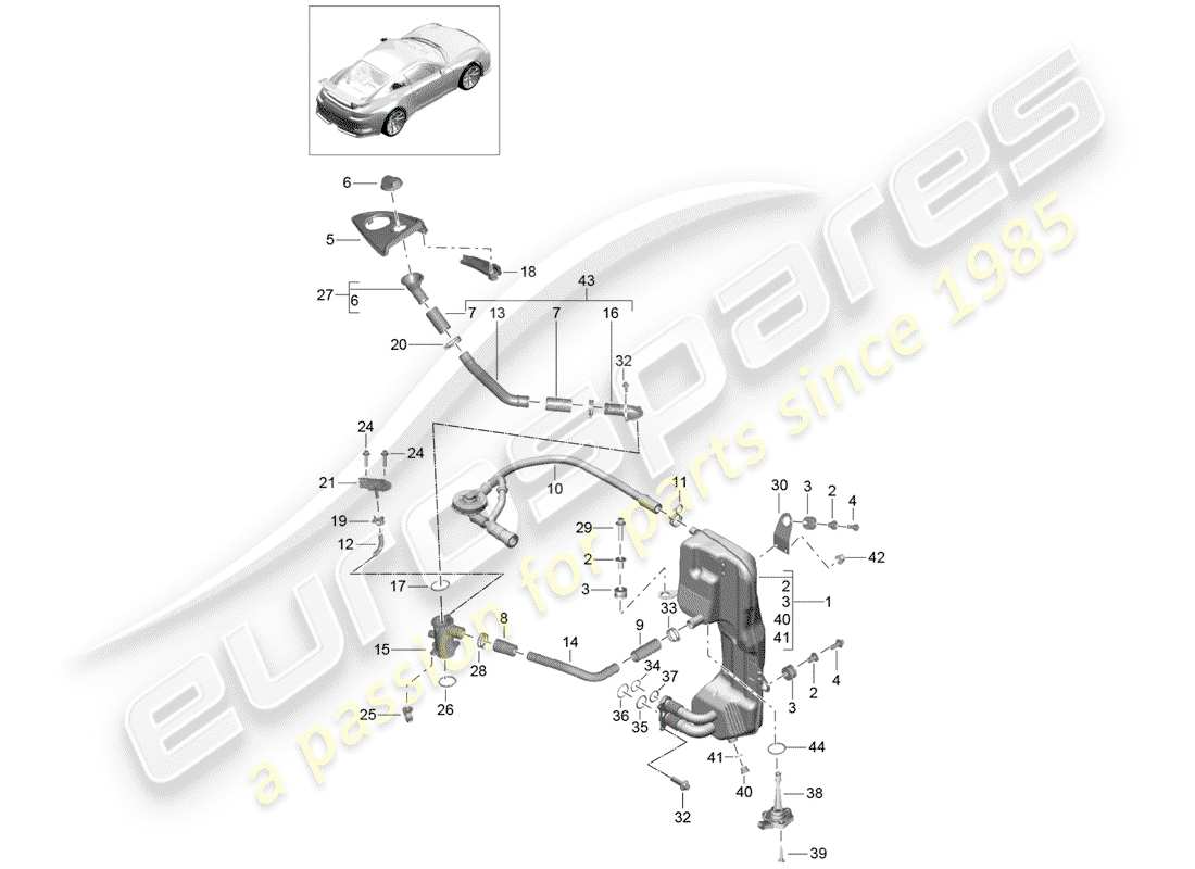 porsche 991r/gt3/rs (2014) motore (press./lubrica.) diagramma delle parti
