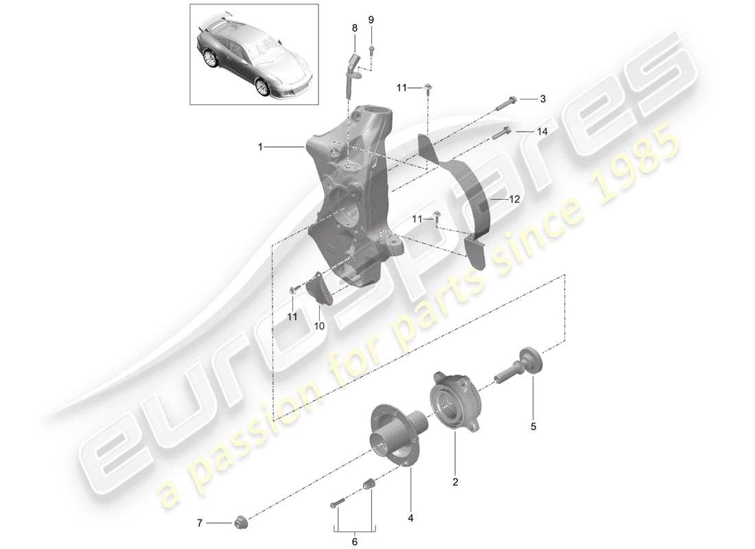 porsche 2014 (991-1 r/gt3/rs) portaruota diagramma delle parti