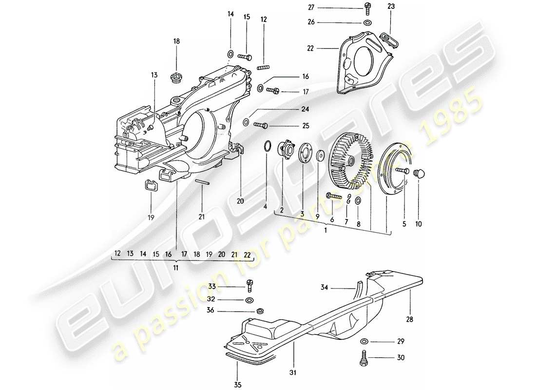 porsche 1976 (914) diagramma delle parti del raffreddamento ad aria