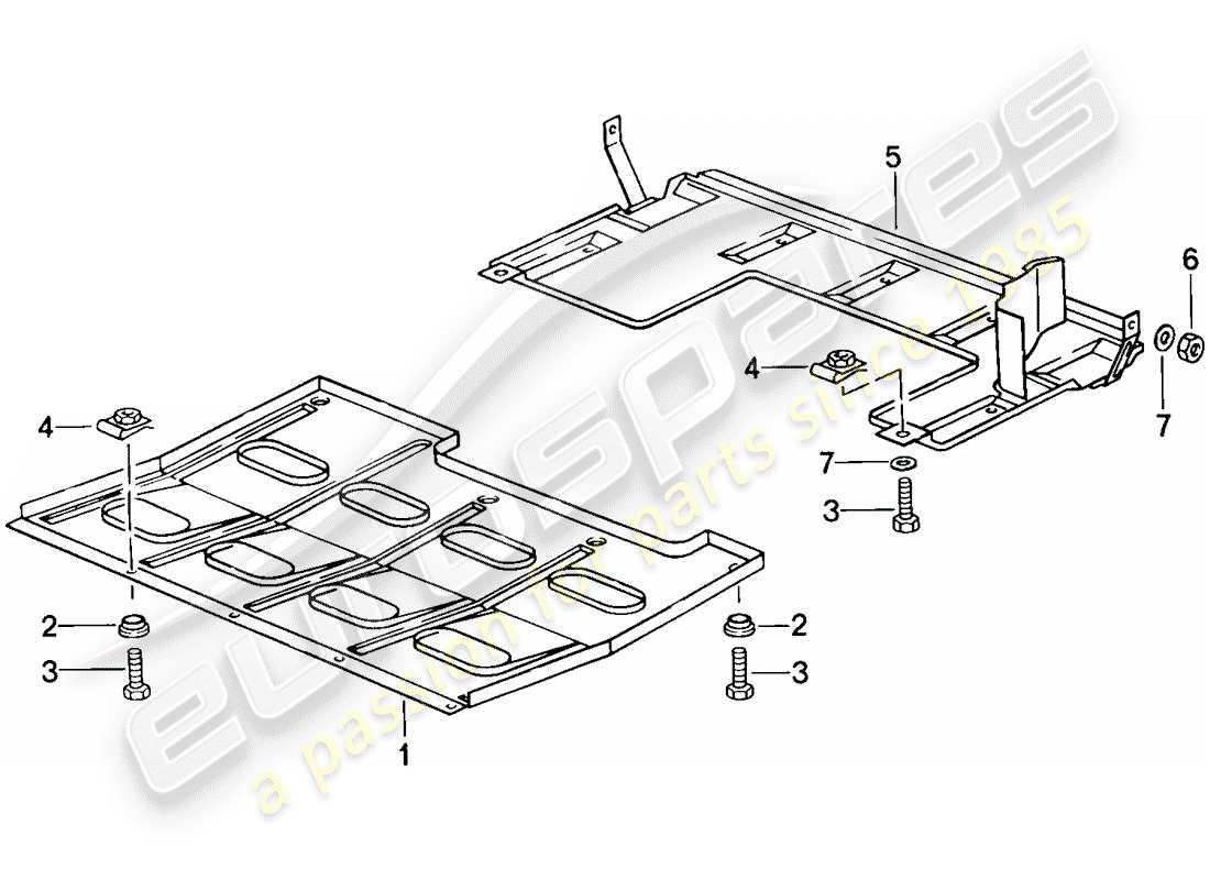 porsche 1986 (944) protezione inferiore diagramma delle parti
