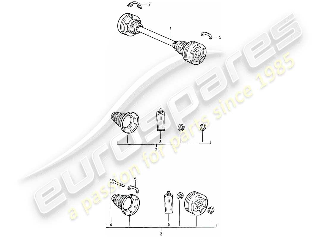 porsche 1986 (944) albero di trasmissione diagramma delle parti