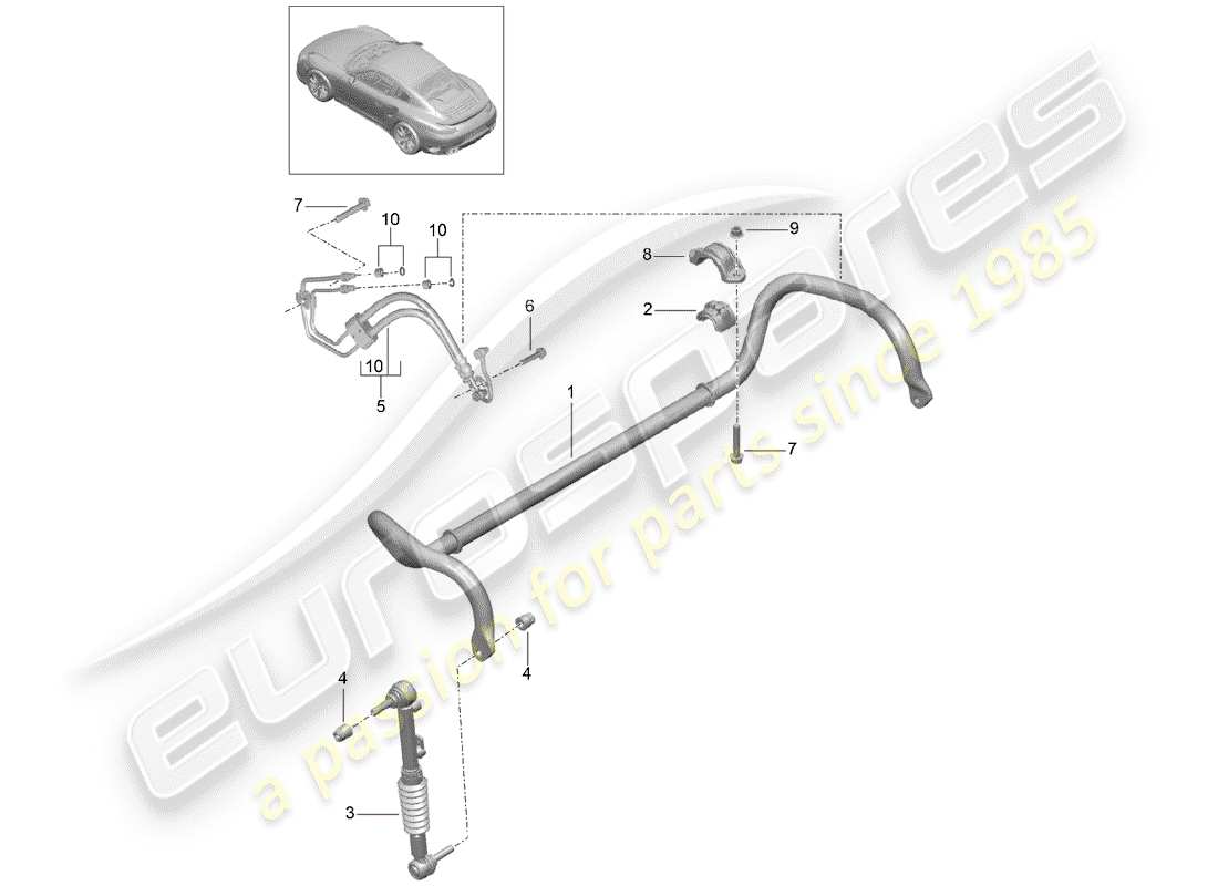 porsche 2015 (991-1 turbo) stabilizzatore diagramma delle parti