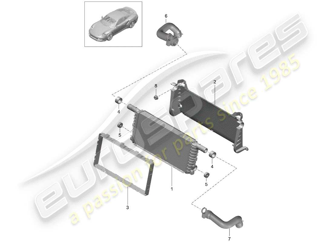 porsche 2014 (991-1 turbo) termosifone diagramma delle parti