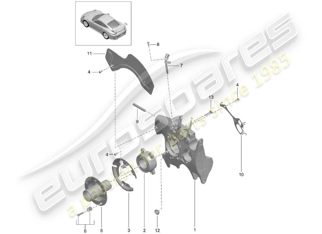 porsche 2014 (991-1 turbo) portaruota diagramma delle parti