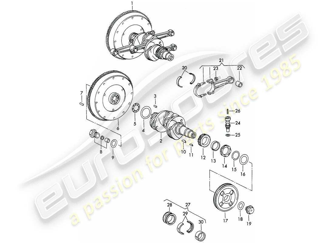 porsche 1966 (911/912) albero motore - e - bielle diagramma delle parti