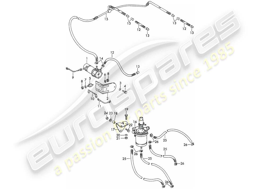 porsche 1966 (911/912) pompa carburante - (hardi) - e - filtro carburante - d - mj 1969>> schema delle parti