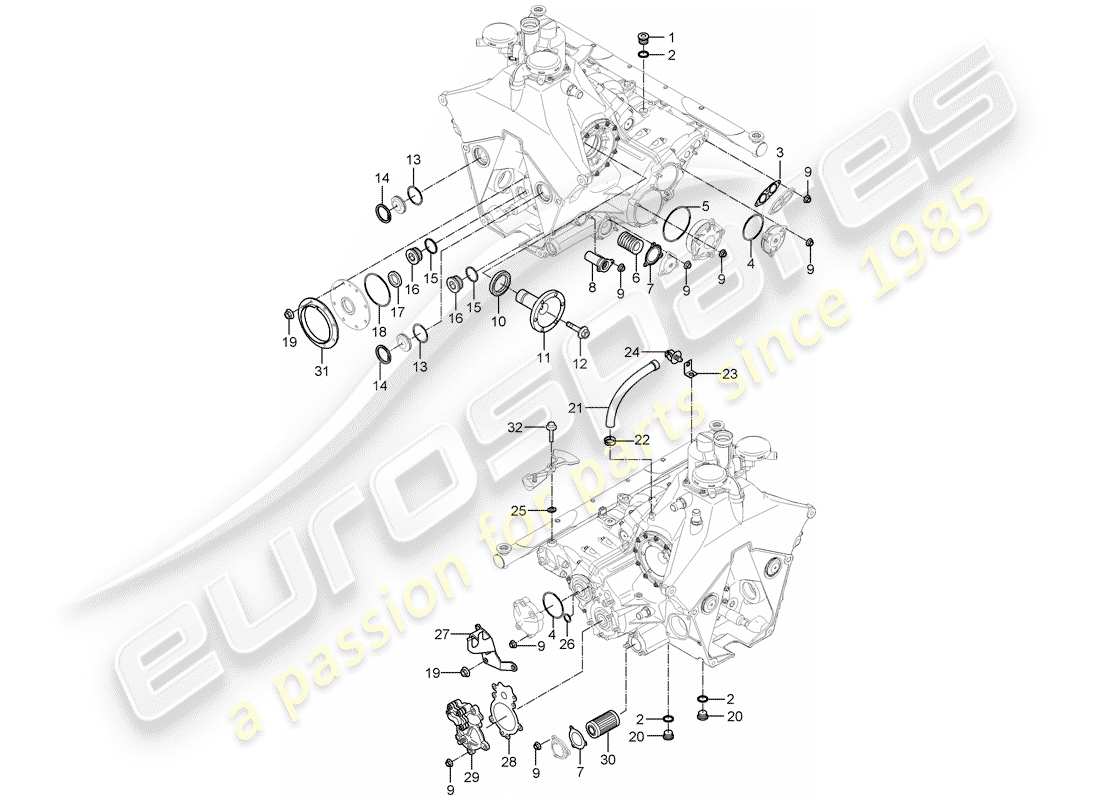 porsche 2004 (carrera gt) cassa trasmissione diagramma delle parti