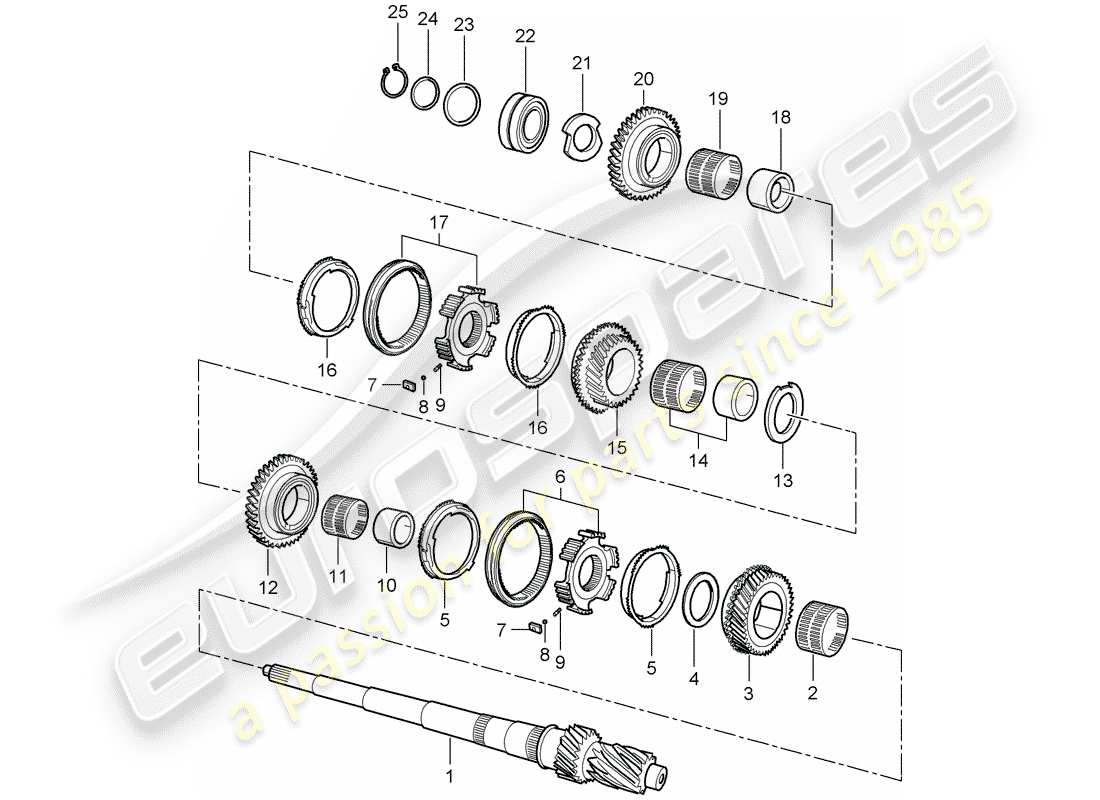 porsche 2004 (986 boxster) ingranaggi e alberi diagramma delle parti