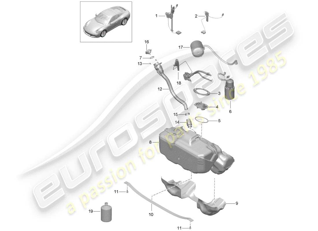 porsche 2017 (991-2) serbatoio di carburante diagramma delle parti