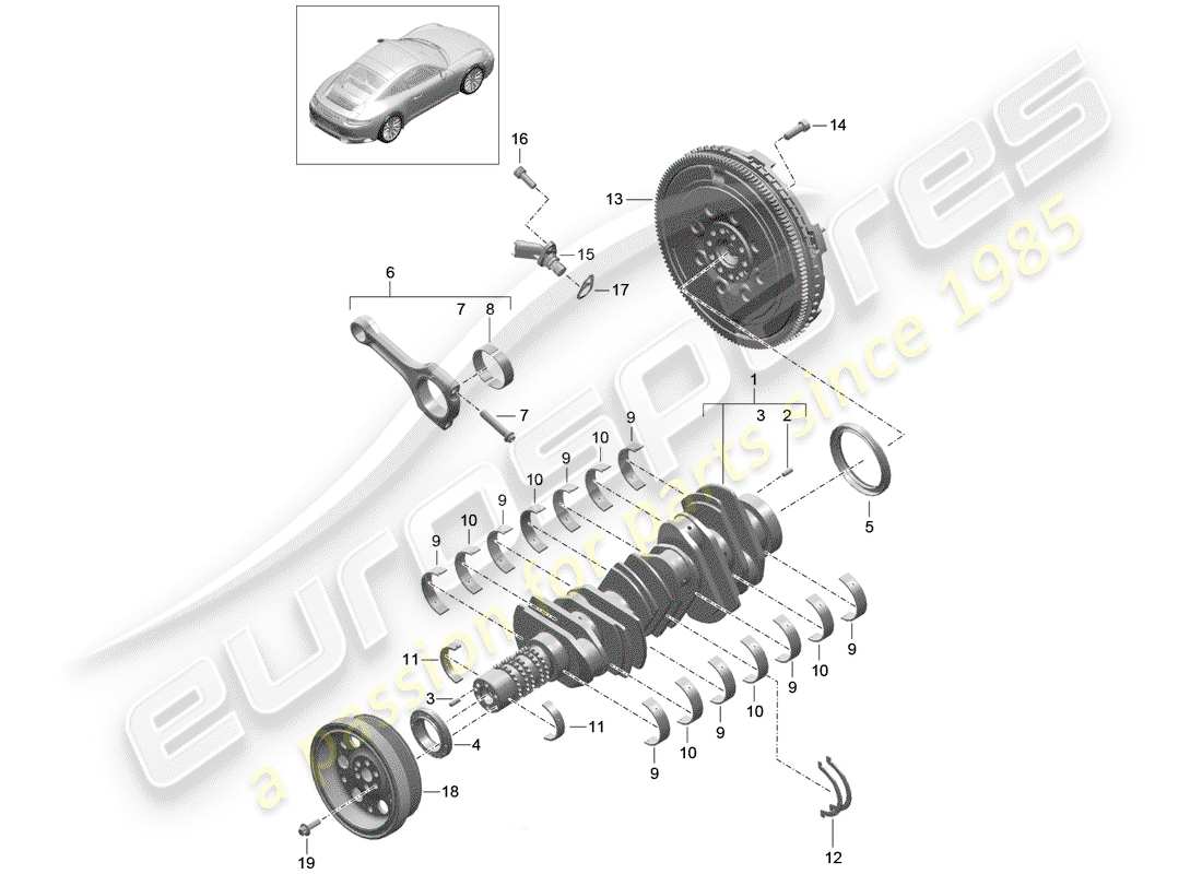 porsche 2017 (991-2) albero a gomiti diagramma delle parti