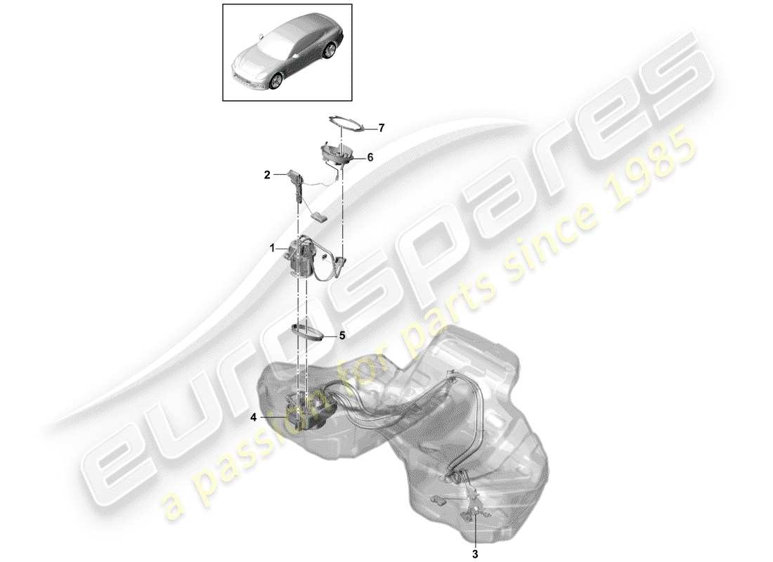 porsche 2017 (panamera 971-1) pompa di benzina diagramma delle parti