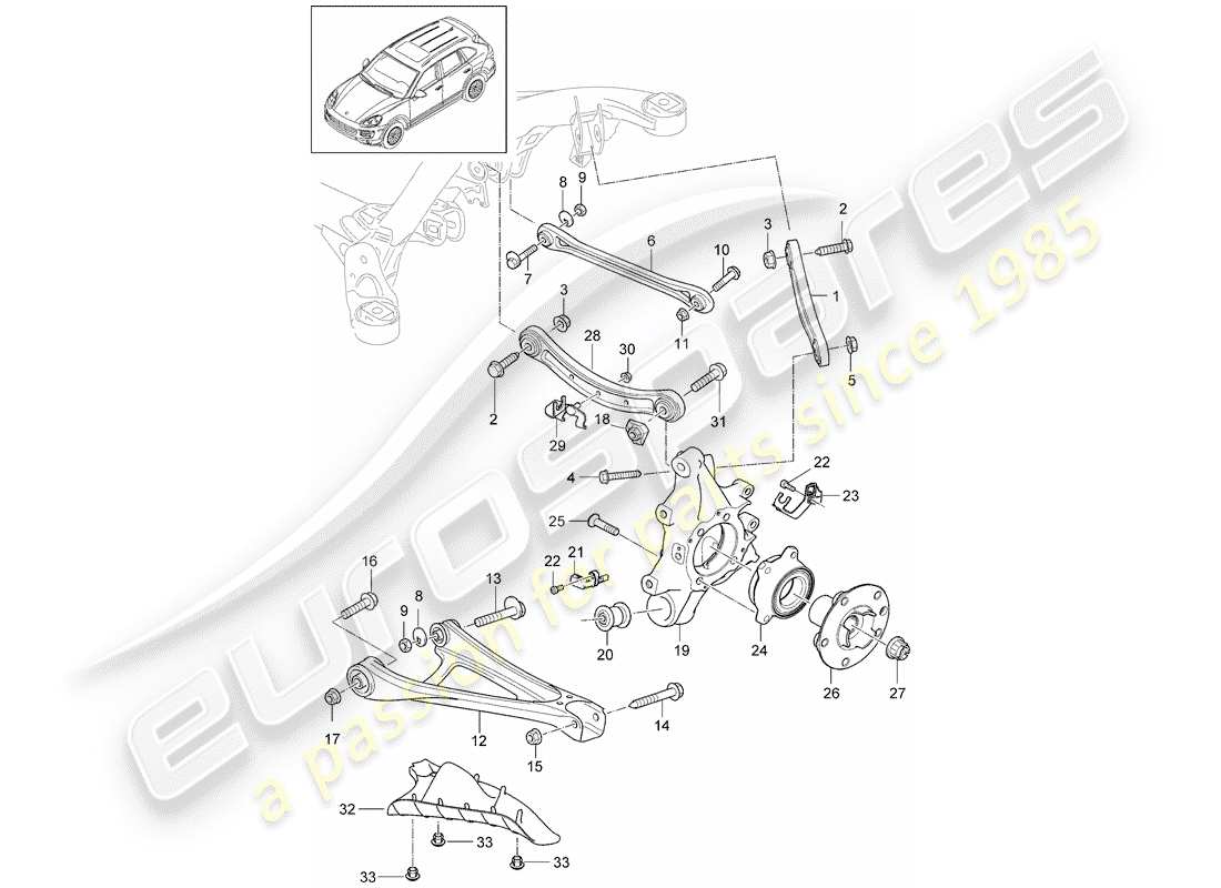 porsche 2012 (cayenne e2 92a) asse posteriore diagramma delle parti