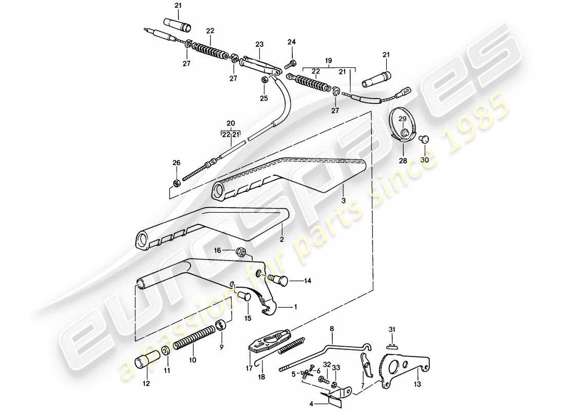 porsche 1986 (944) leva freno a mano diagramma delle parti