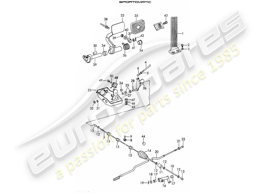 porsche 1966 (911/912) pedali diagramma delle parti