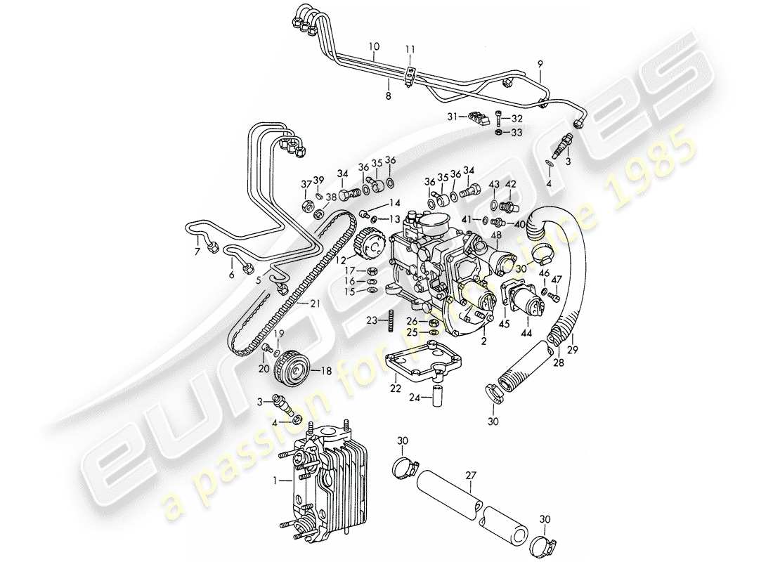porsche 1966 (911/912) sistema d'iniezione - testata - e - pompa d'iniezione - d - mj 1969>> schema delle parti
