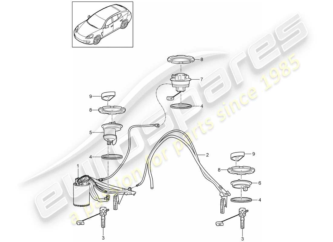 porsche 2011 (panamera 970) diagramma delle parti del serbatoio del carburante
