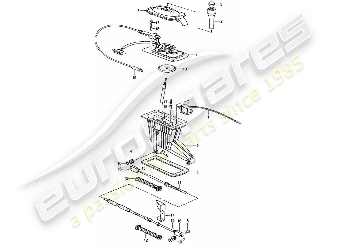 porsche 1990 (964) leva selettrice - tiptronic - d - mj 1992>> schema delle parti