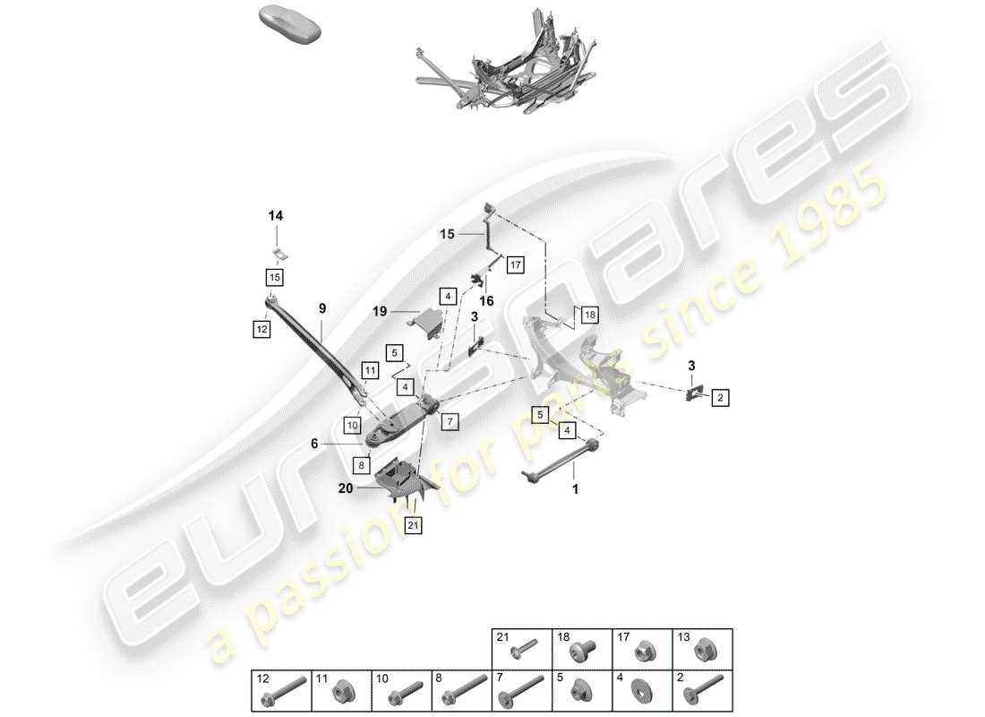 porsche 2020 (718 boxster spyder) link superiore diagramma delle parti