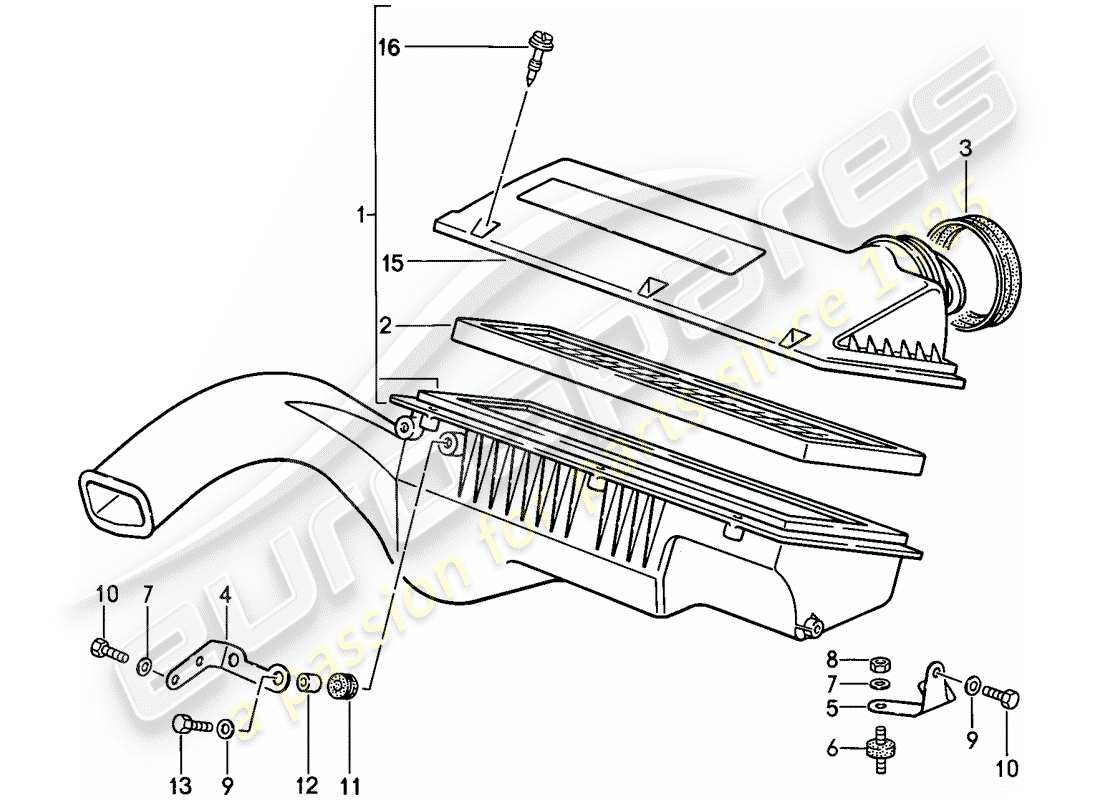 porsche 1986 (944) sistema di depurazione dell'aria diagramma delle parti