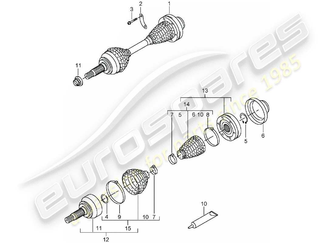porsche 2003 (cayenne e1 9pa) albero di trasmissione diagramma delle parti