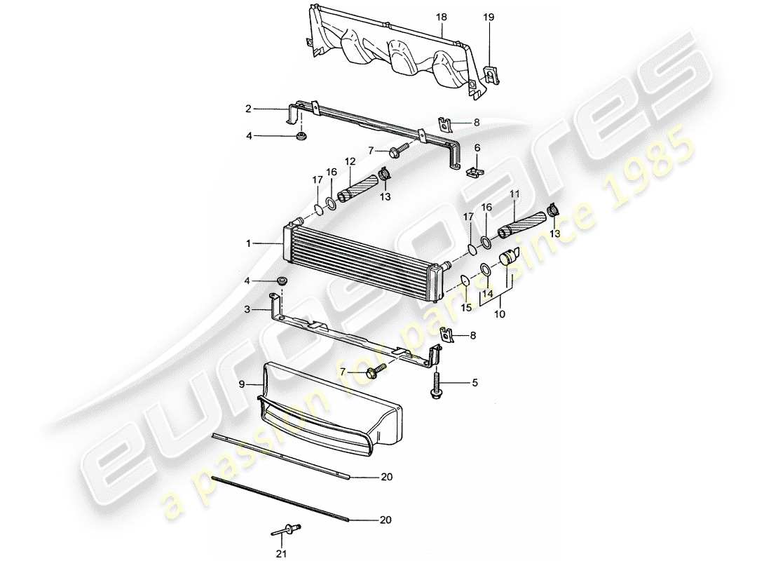 porsche 2003 (996 turbo / gt2) diagramma delle parti del radiatore