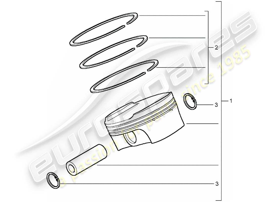 porsche 2005 (carrera gt) pistone - segmenti pistone diagramma delle parti