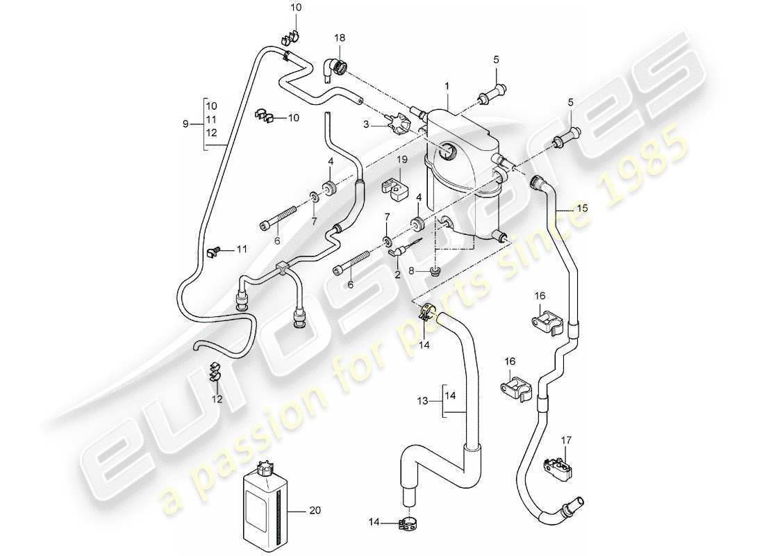 porsche 2005 (carrera gt) raffreddamento ad acqua 3 - diagramma delle parti contenitore del fluido