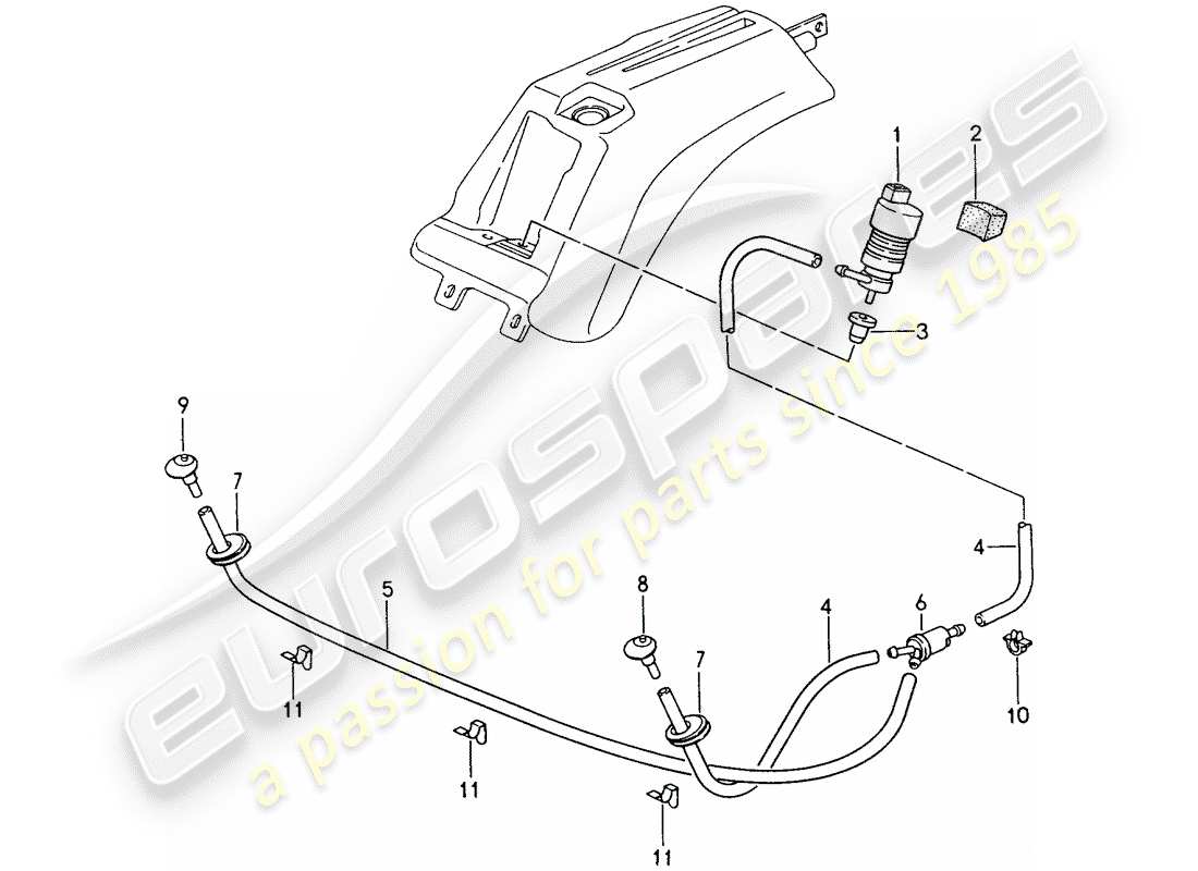 porsche 1997 (993) impianto rondella diagramma delle parti