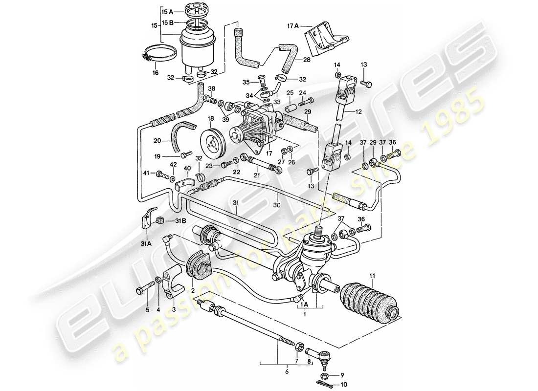 porsche 1983 (944) servosterzo - sterzo - pompa servosterzo - linee schema parte