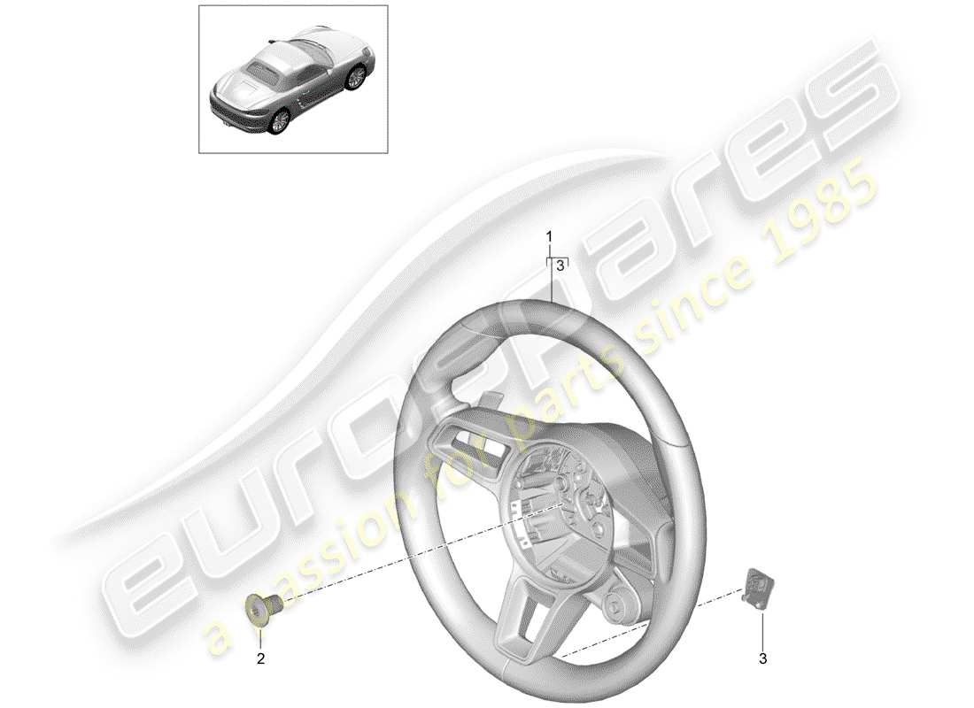 porsche 2017 (718 boxster) volante diagramma delle parti