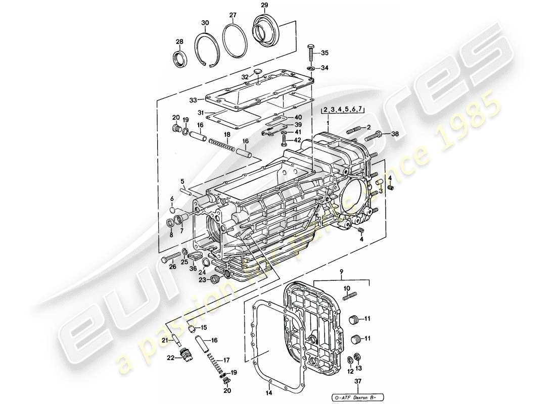 porsche 1982 (928) trasmissione di ricambio - scatola trasmissione - cambio manuale schema delle parti