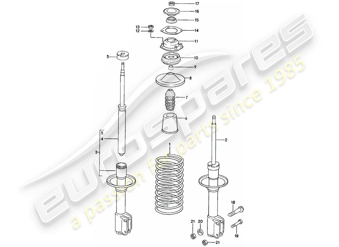 porsche 1983 (924) sospensioni - ammortizzatore di vibrazioni diagramma delle parti