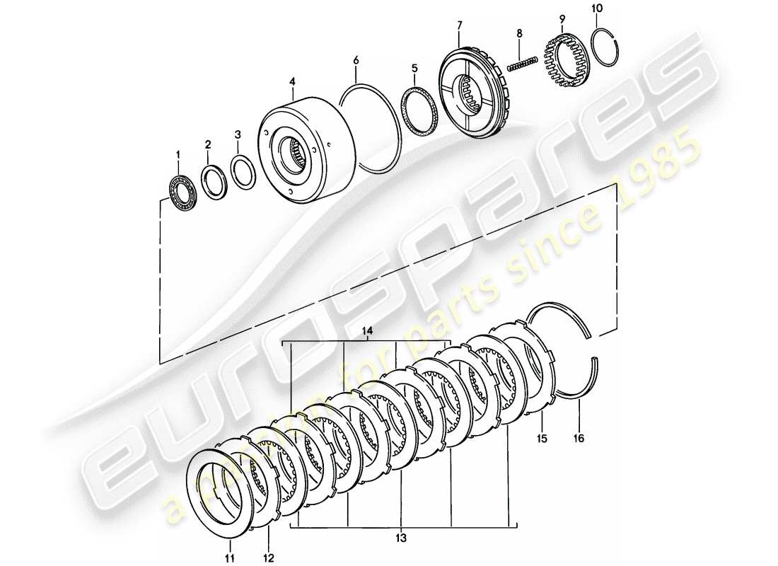 porsche 1984 (928) cambio automatico - frizione - k 1 diagramma delle parti