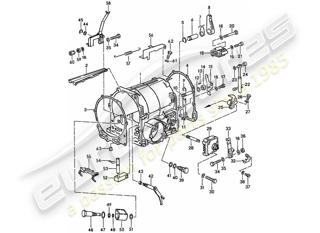 porsche 1980 (928) caso cambio - 2 - cambio automatico diagramma delle parti