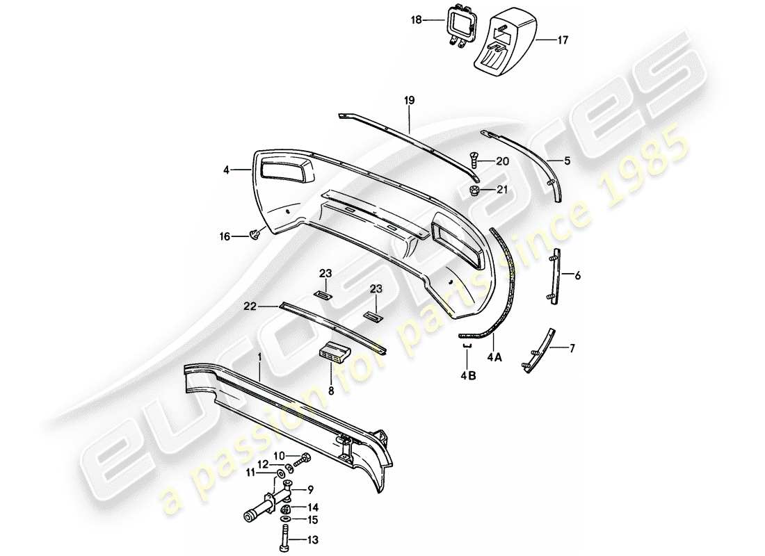 porsche 1981 (928) paraurti diagramma delle parti