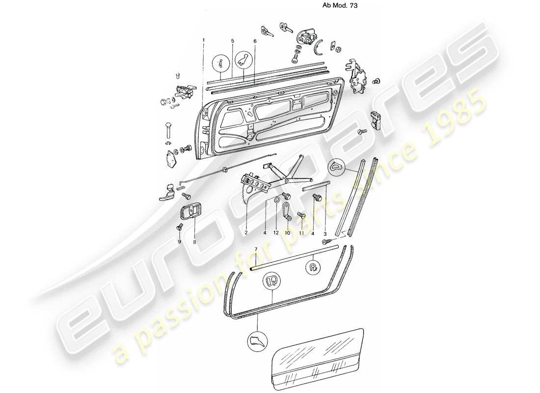 porsche 1973 (914) porta - con parti di installazione - d - mj 1973>> schema delle parti