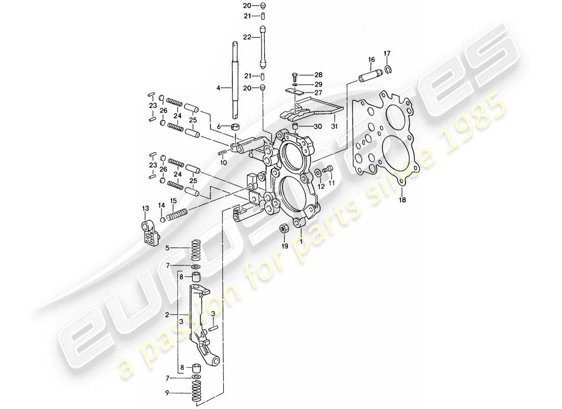 porsche 1996 (993) piastra di tensionamento - dispositivo di blocco del comando del cambio diagramma delle parti