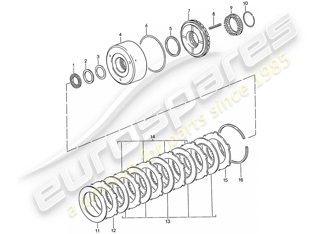porsche 1987 (928) cambio automatico - frizione - k 1 diagramma delle parti